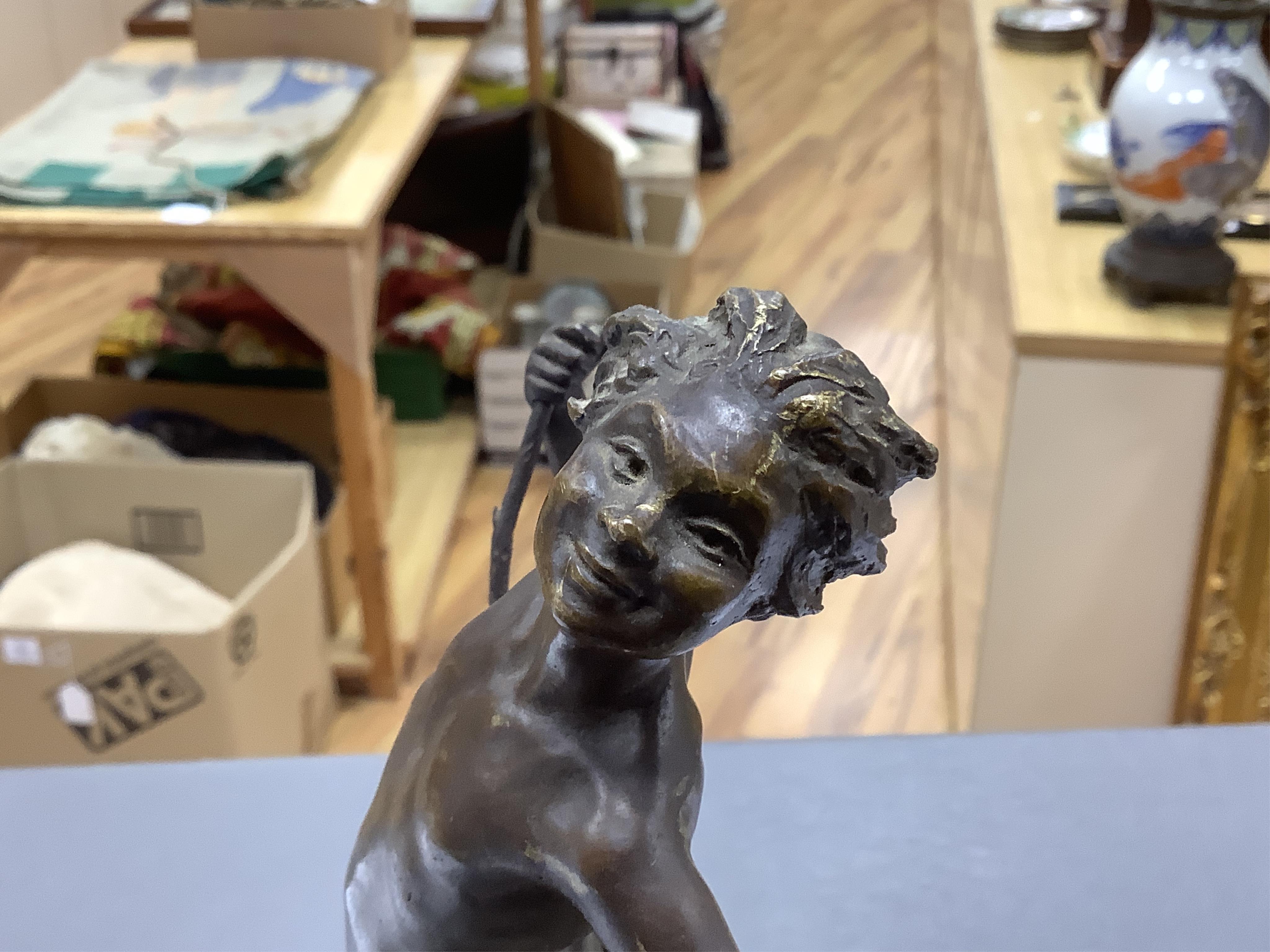 Gabrielle Jean Bedell Brichard (French, 19th/20th century), a bronze nude figure ‘Puck’, Susses Freres, foundry mark, 24cm